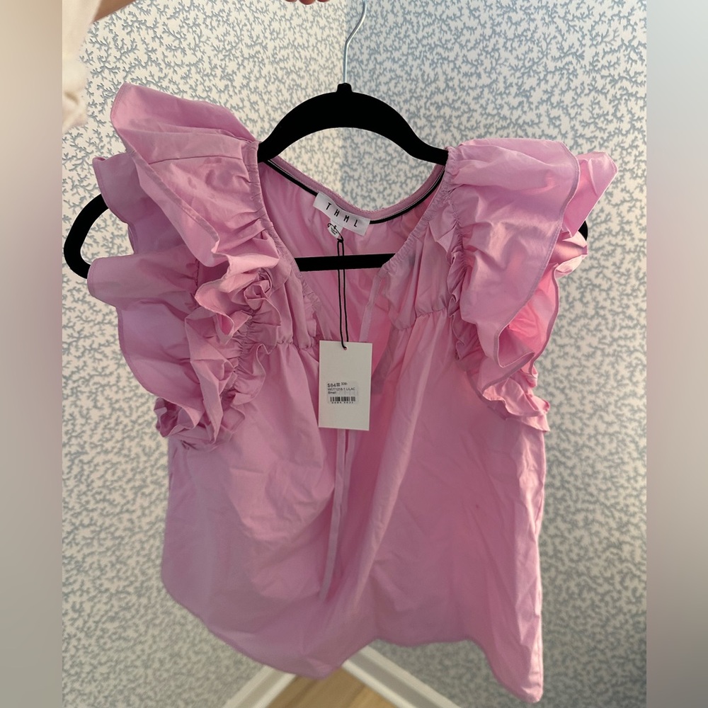 NWT Ruffled Pink Blouse by Impeccable Pig - size Small